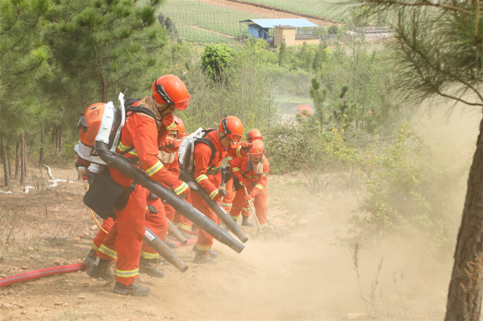 思战研战以训促战曲靖市消防救援支队开展森林火灾扑救测试演练