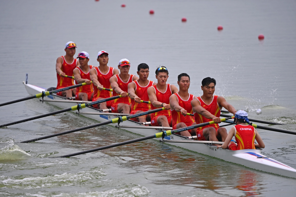 (成都大运会)赛艇——男子八人单桨有舵手:中国队获季军