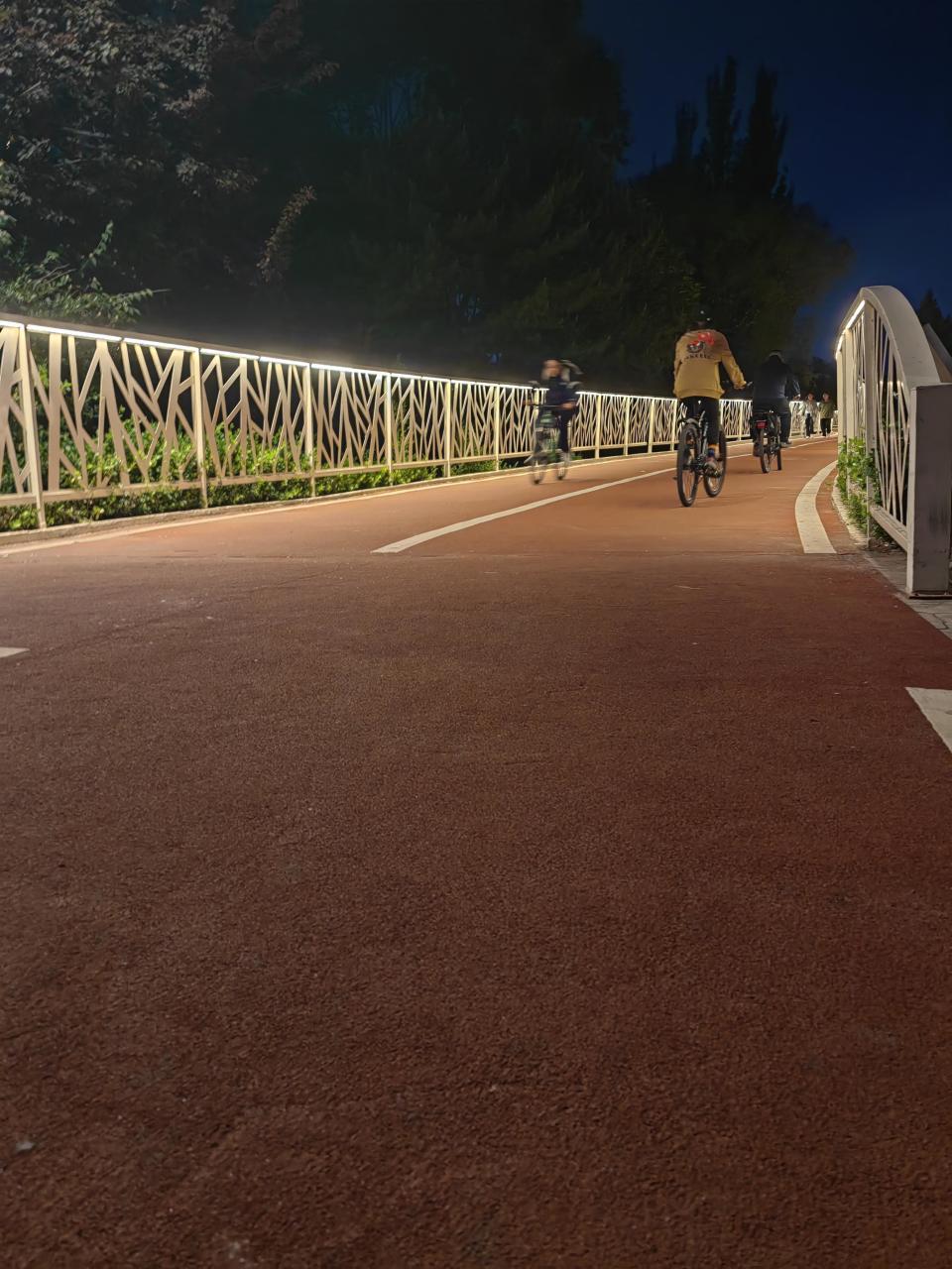 汾河景区内骑行道上有市民在步行,不少小孩子骑着儿童自行车