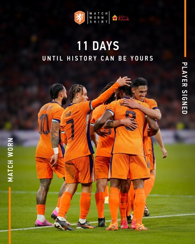 直播吧6月5日讯 荷兰国家队官方宣布,将拍卖球员在欧洲杯所穿的球衣