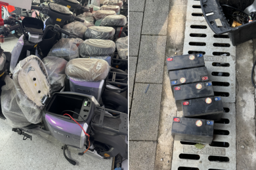 电动自行车座椅下方可装入5块电池.