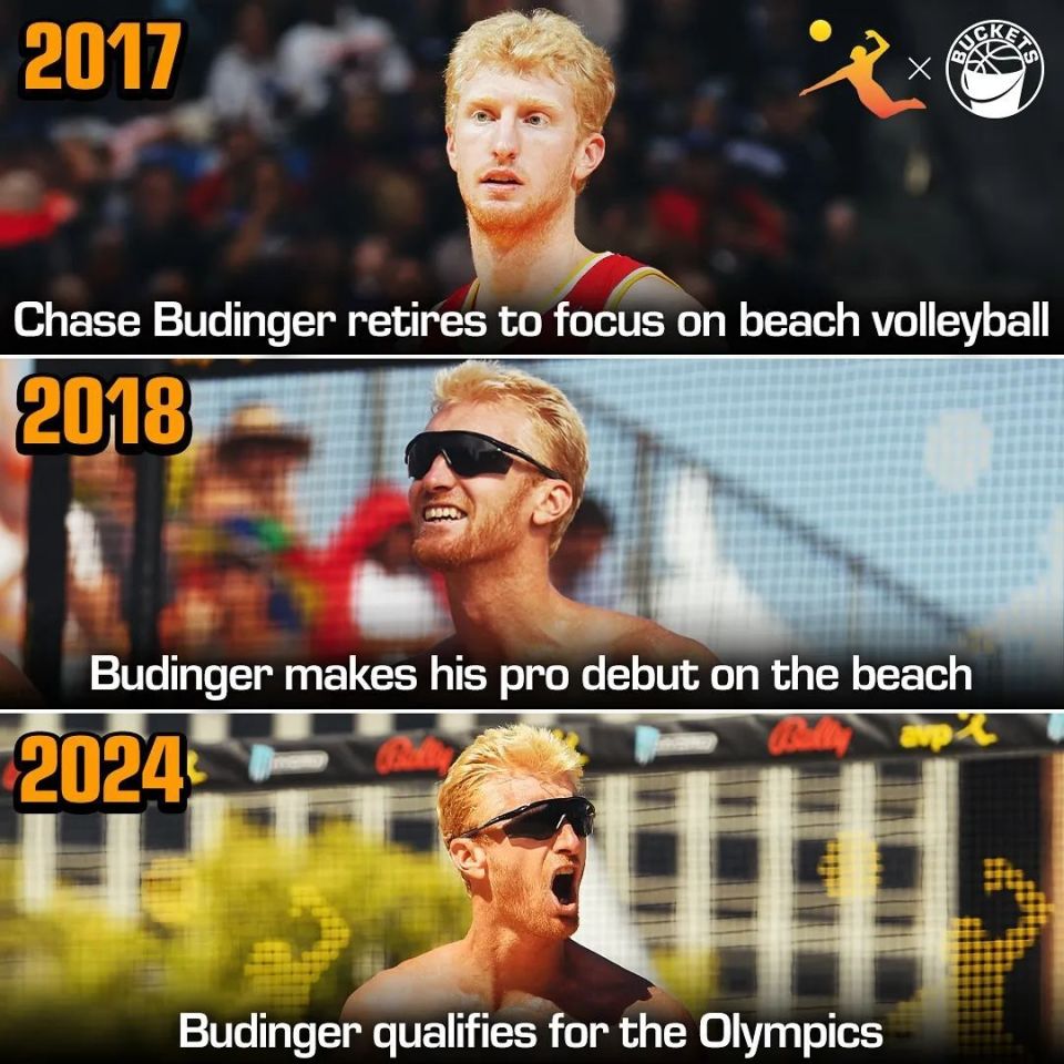 前火箭球员巴丁格将参加巴黎奥运会沙滩排球项目!