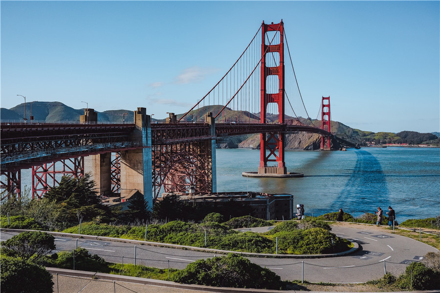 美国旧金山金门大桥建筑宏伟结构别具一格