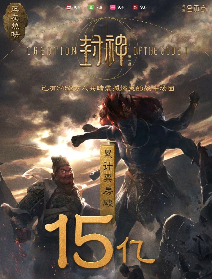 电影《封神第一部》累计票房破十五亿-腾讯新闻