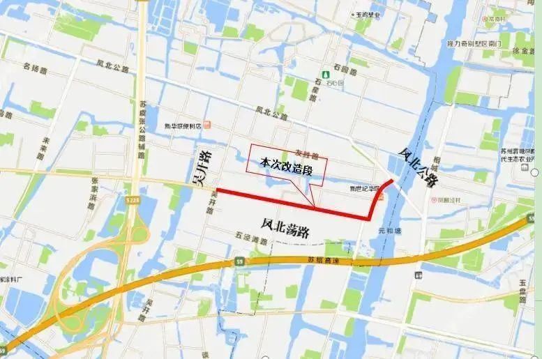 东至凤北公路,全长1627米,连接相城区漕湖街道,北桥街道,阳澄湖镇