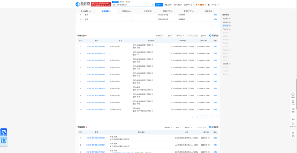 武汉动游因劳动合同纠纷被告,今年来案件涉及湖北,四川等地