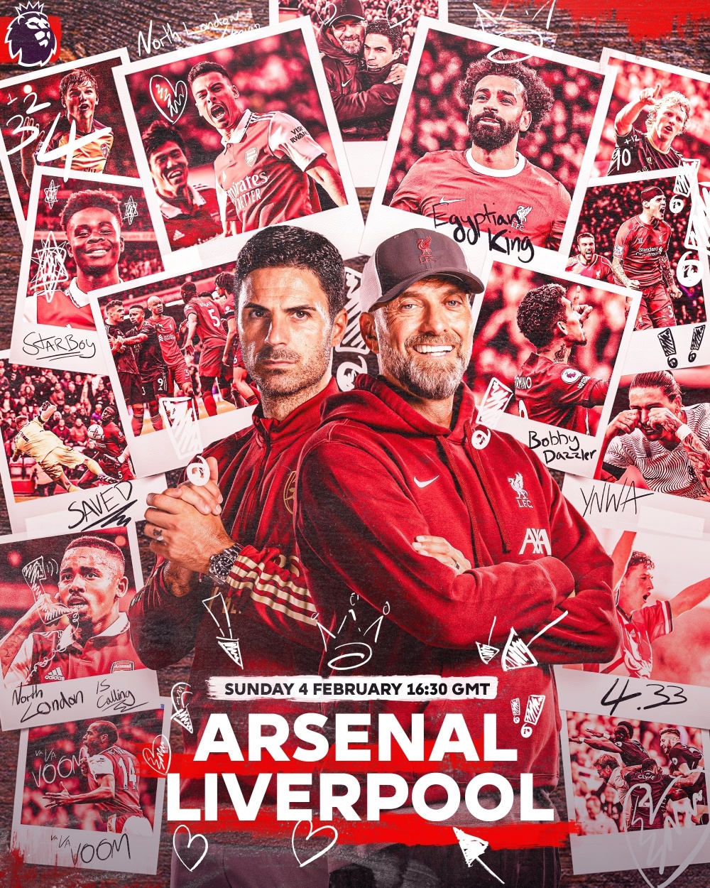 英超官方晒阿森纳vs利物浦经典瞬间海报今晚再造名场面