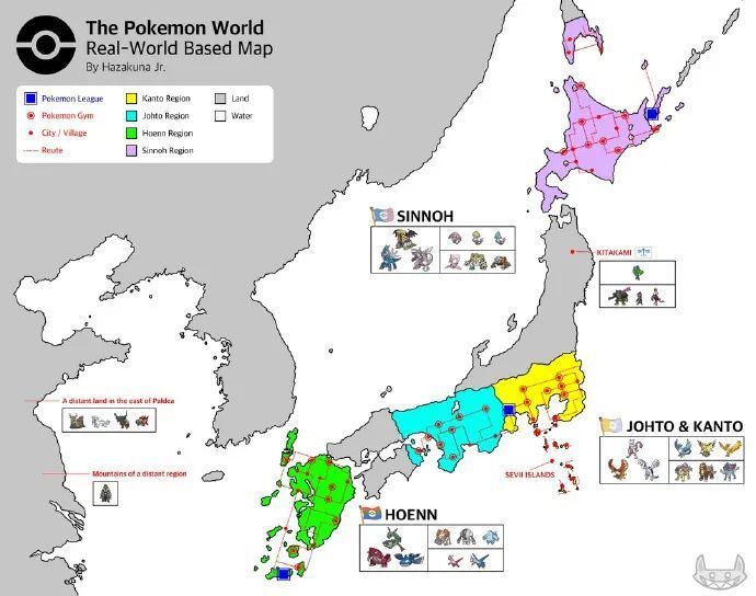 【趣闻】以现实世界为参考的宝可梦世界地图_腾讯新闻