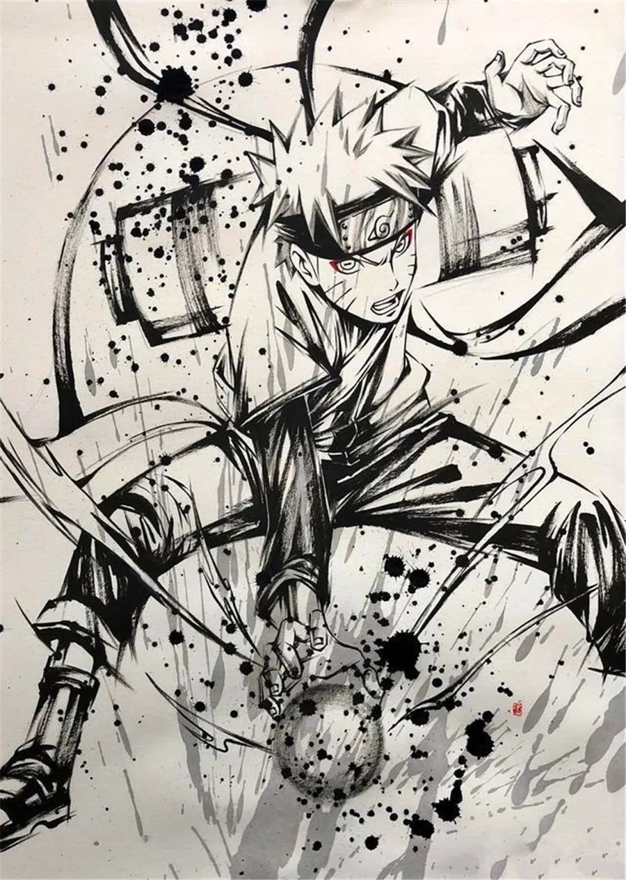 火影:当忍者们遇上中国风水墨画风,带土鼬很帅,雏田小南美如画_腾讯