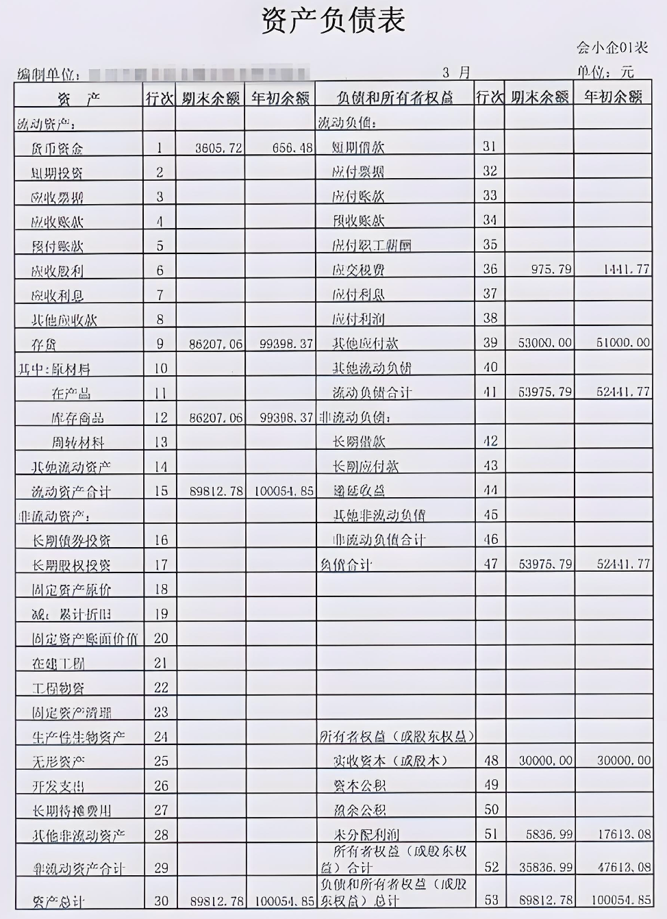 资产负债表2020高清图图片