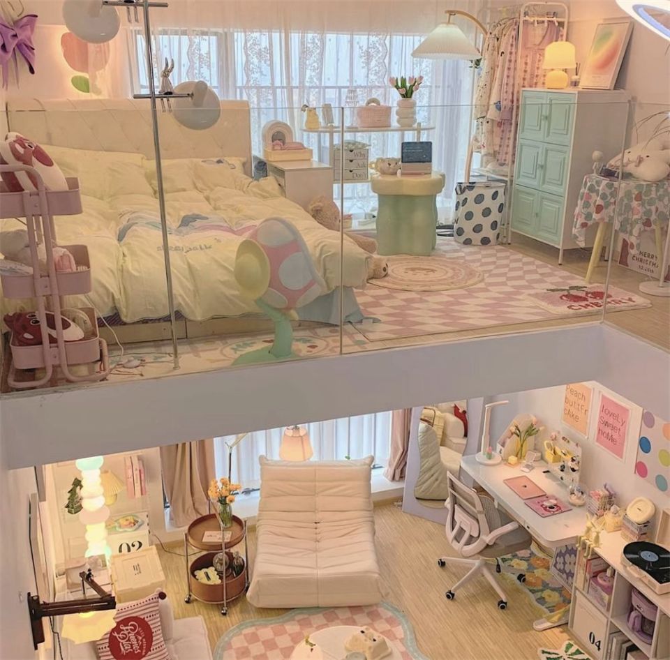 发现一位浙江姑娘的LOFT：42㎡做上下层，全屋粉嫩嫩太可爱了_腾讯新闻