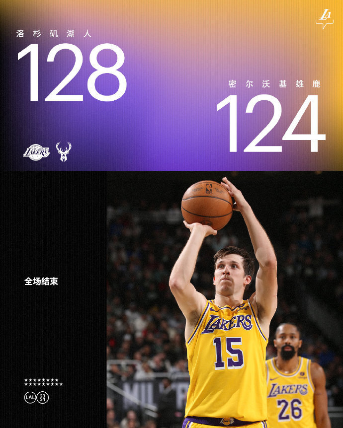 湖人双枪制胜里夫斯赛季首次三双连中关键球拉塞尔两战雄鹿73分