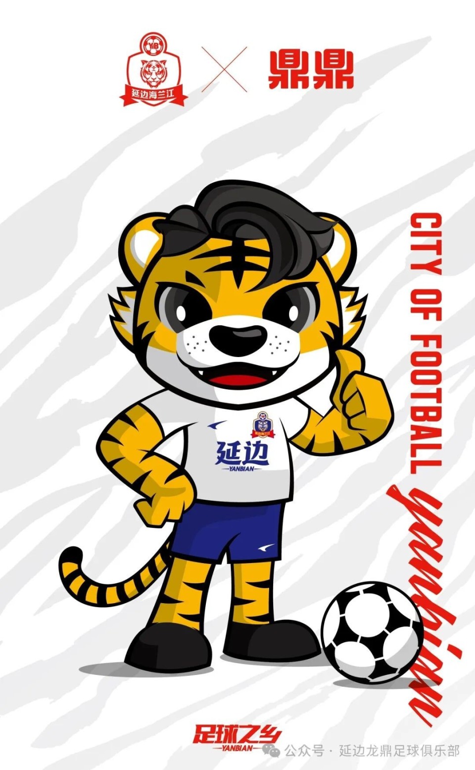 延边龙鼎官方:球队吉祥物老虎"鼎鼎",助威歌《走向胜利》