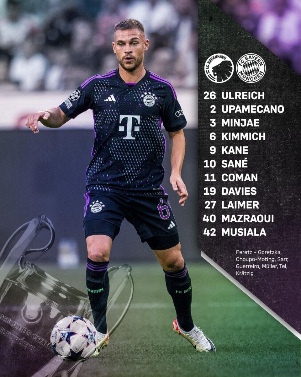 拜仁vs哥本哈根首发:凯恩,穆西亚拉先发,萨内,科曼出战_腾讯新闻