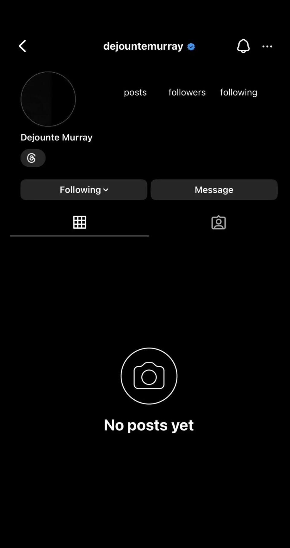 交易前夕德章泰穆雷在今日注销了个人的instagram账号