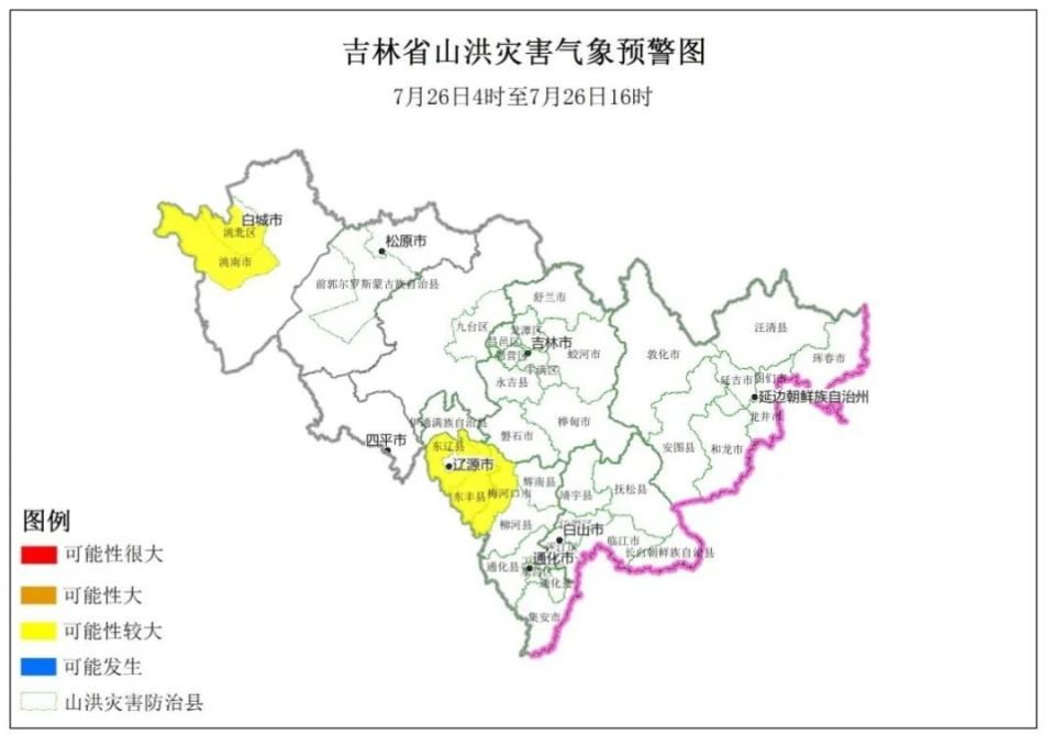 强降雨导致吉林临江市境内河流水位暴涨