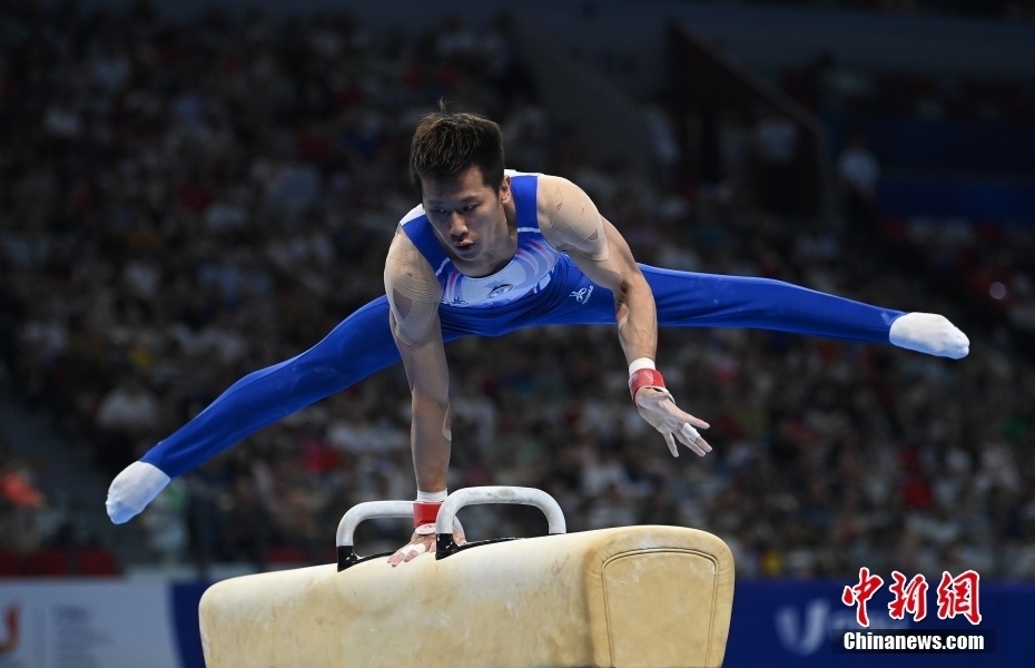 (成都大运会)中国台北选手李智凯获体操男子鞍马冠军