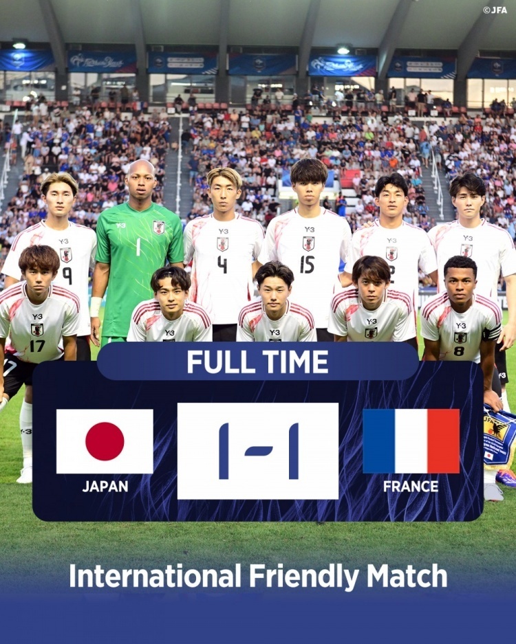 奥运会前最后一场热身赛,日本国奥1-1战平东道主法国国奥