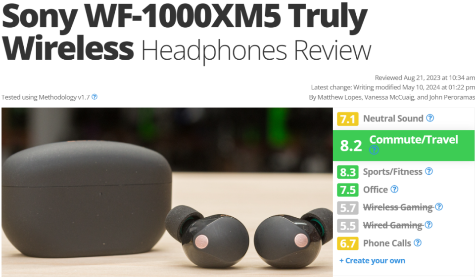 国外音质测量网站对索尼数款蓝牙耳机音质的评分,最高分给了谁?