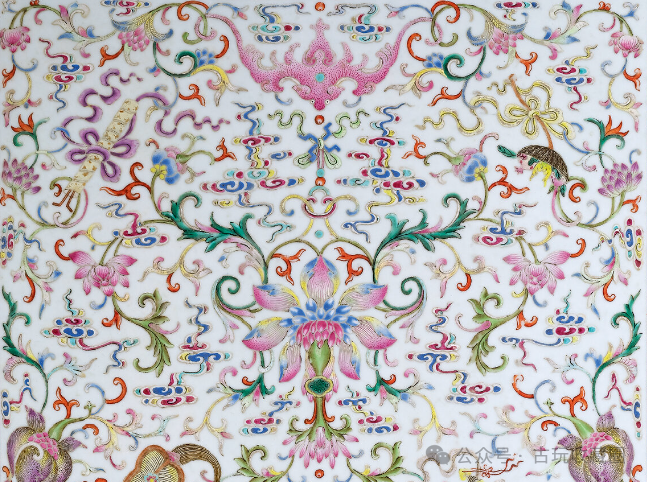 清乾隆 洋彩福寿绵长暗八仙纹瓷板