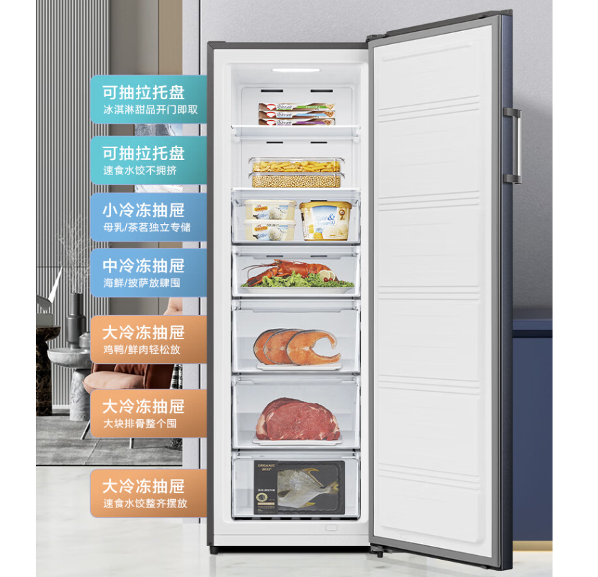 家里冷冻空间不够咋办看看美的海信的立式冰柜2000元解决问题