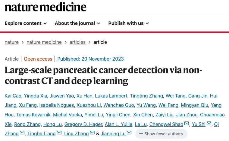登上医学顶刊 我国学者开发ai模型,首次实现胰腺癌大规模筛查