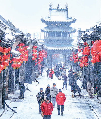 形容古城的雪景图片