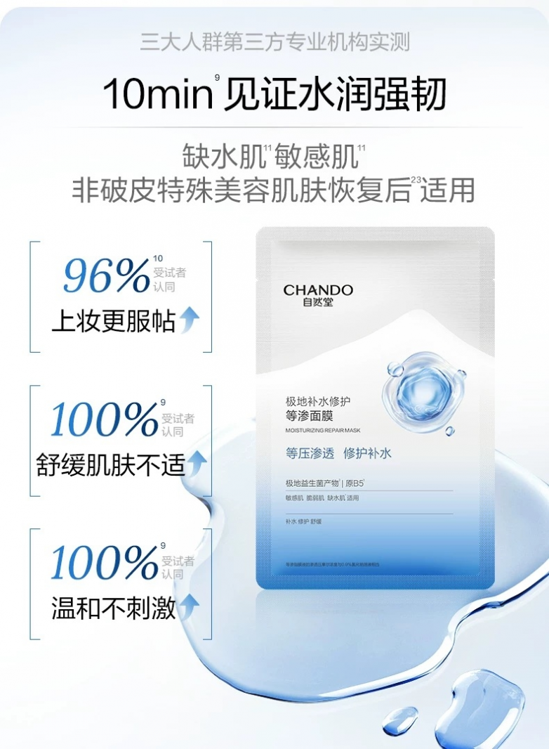 自然堂极地补水修护等渗面膜产品图