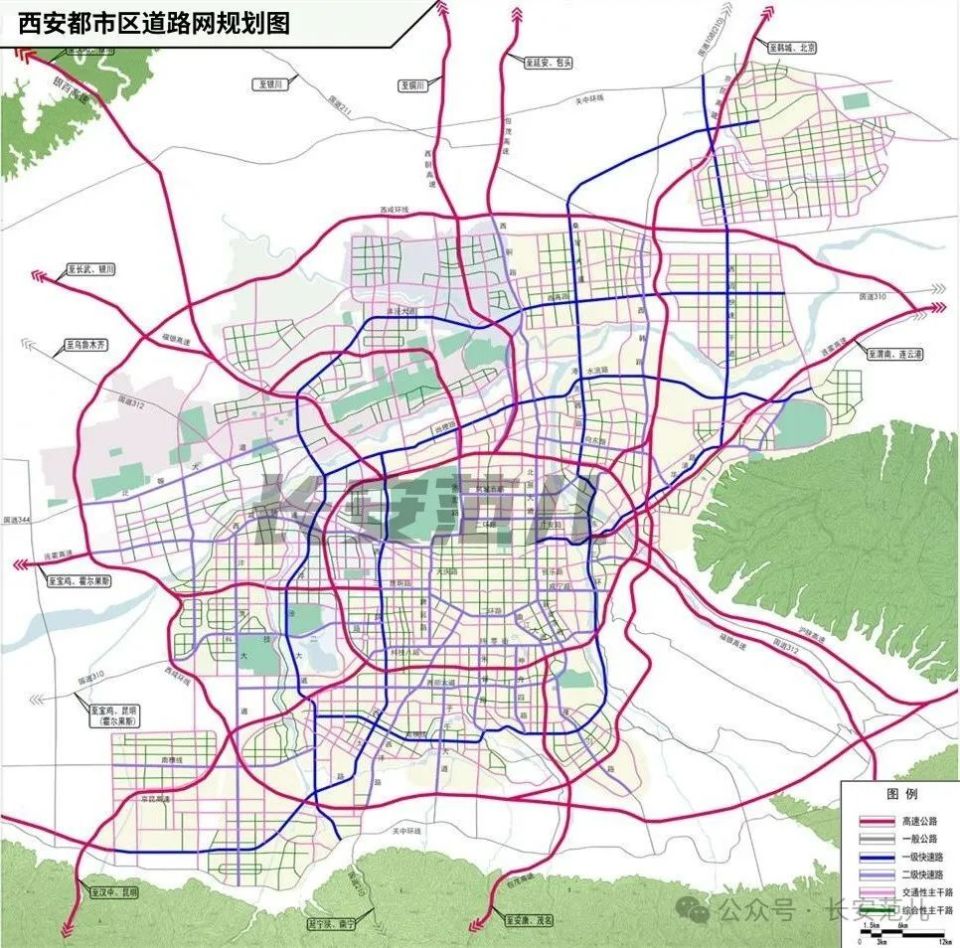 在骨架路网中,以干线性主干道串联各新城功能片区核心,兼顾交通性和