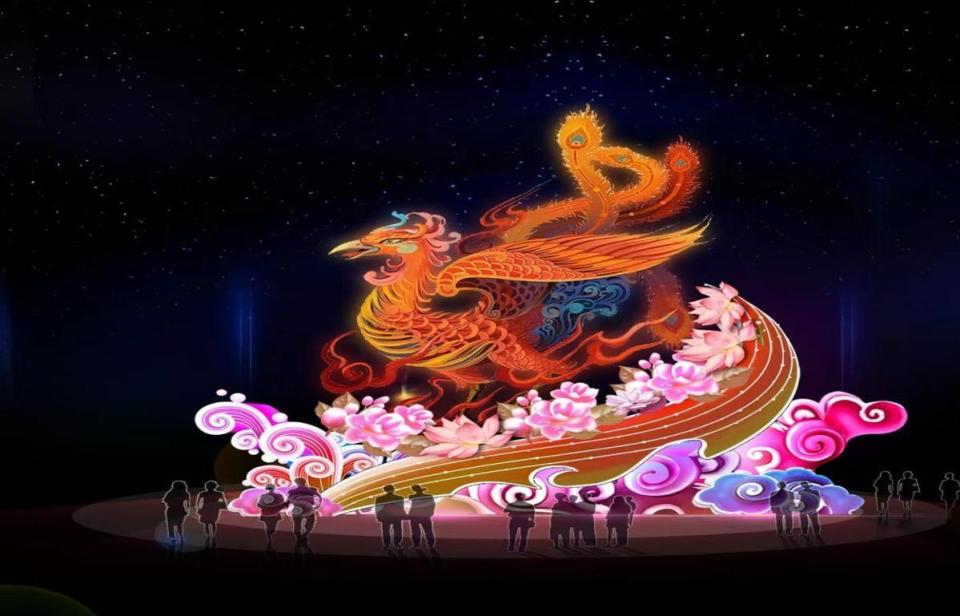 欢乐金秋到花博园赏凤凰花灯飞天