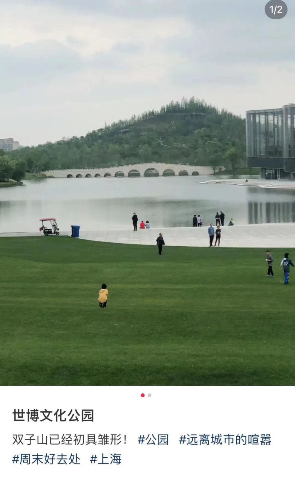 世博文化公园双子山项目即将开放!黄浦江畔48米高山已经有人打卡