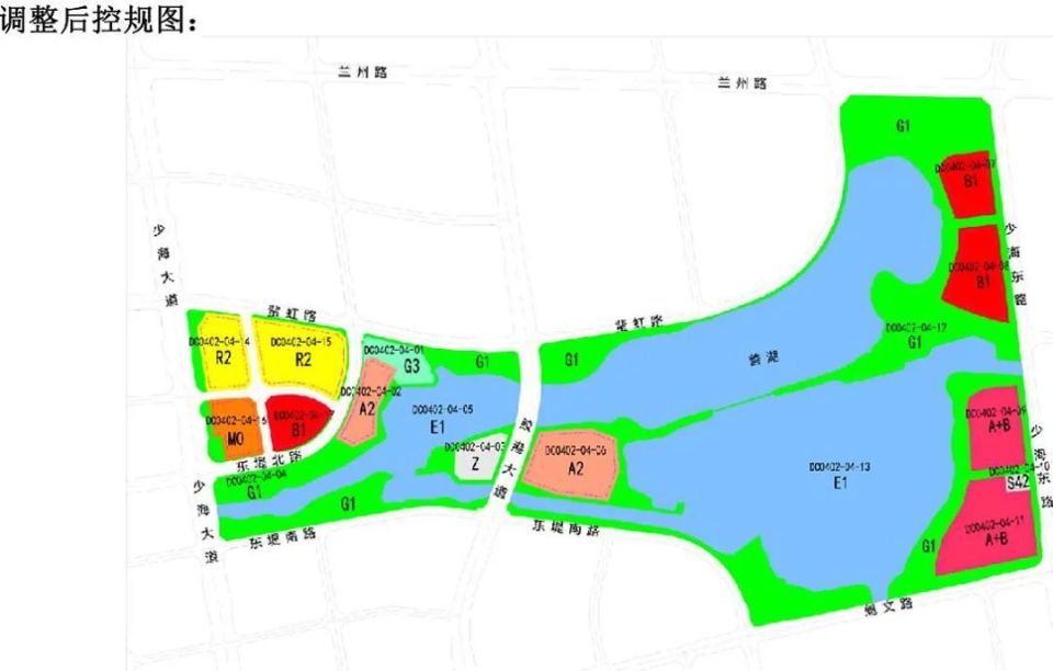 北侧的少海大道东侧原规划的住宅用地,改为了新型产业用地,占地1.