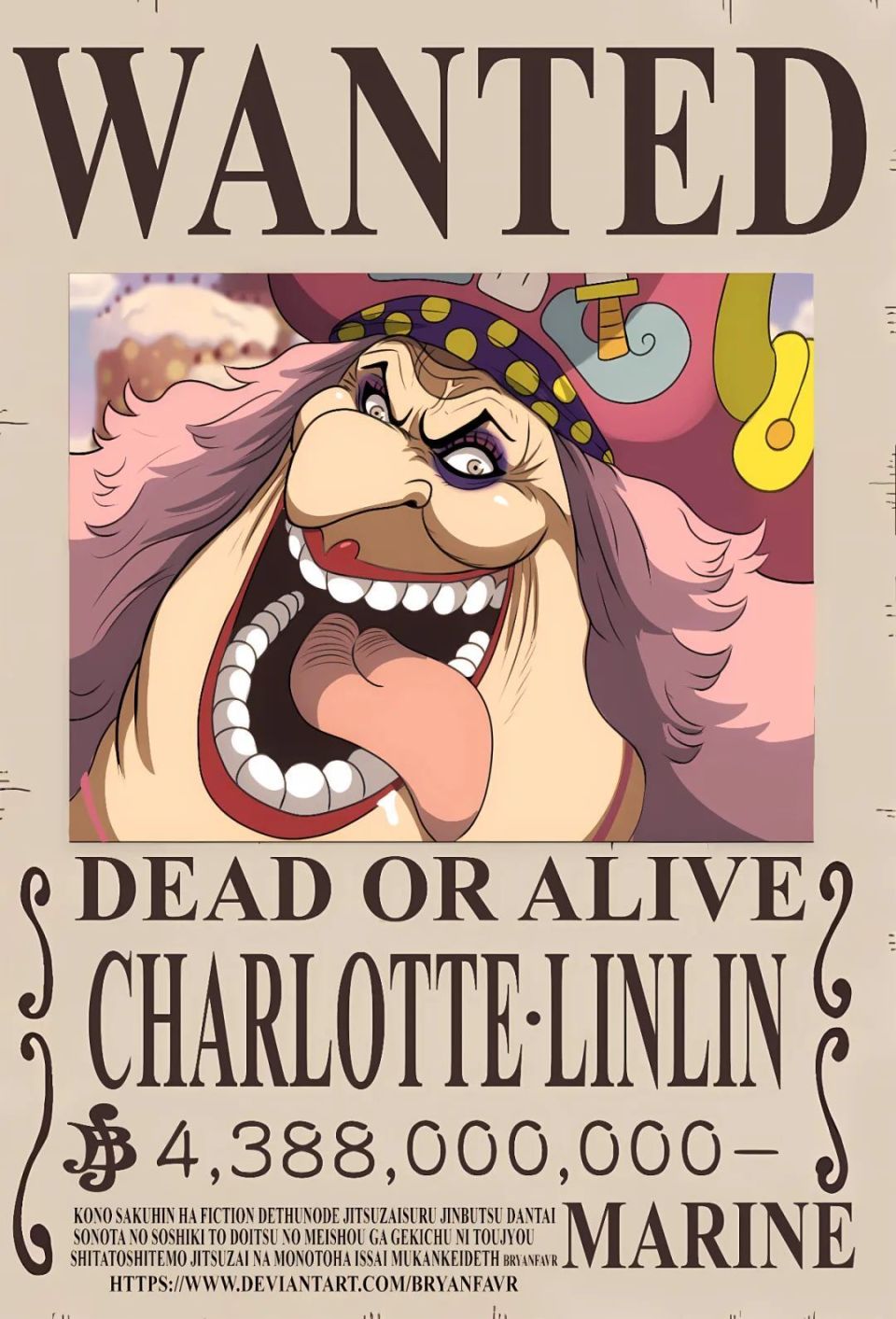 海贼王悬赏令【bigmom海贼团】,大妈 三将星 团队干部悬赏海报