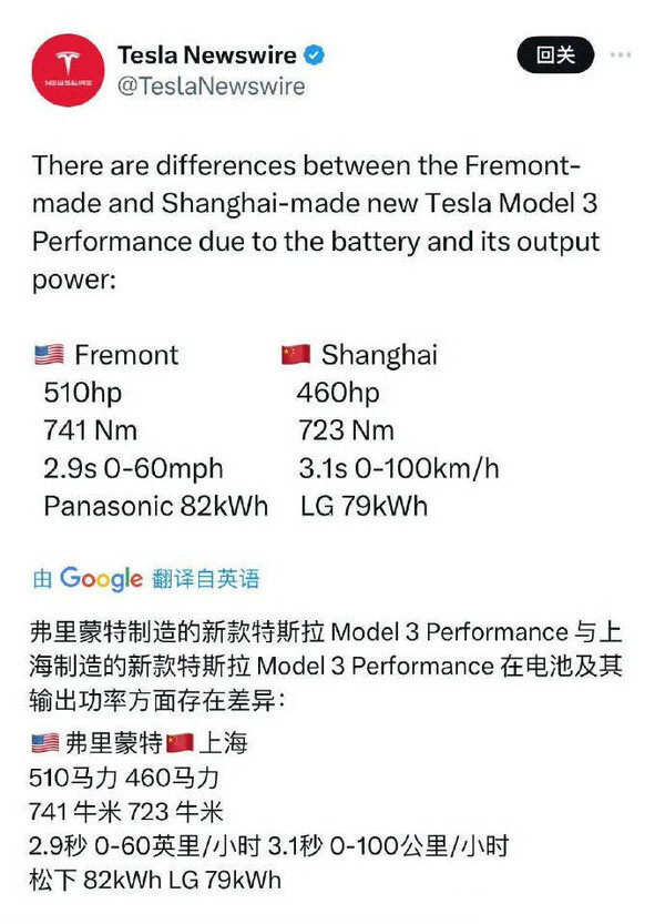 国产特斯拉Model 3P被指“中国特供” 多项参数相比美版缩水_腾讯新闻