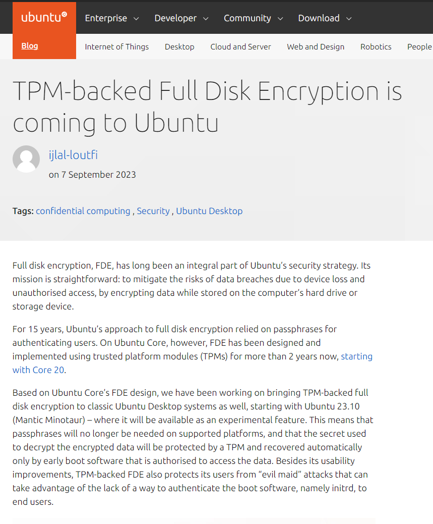 Ubuntu 23.10 将支持TPM 全磁盘加密功能-腾讯新闻
