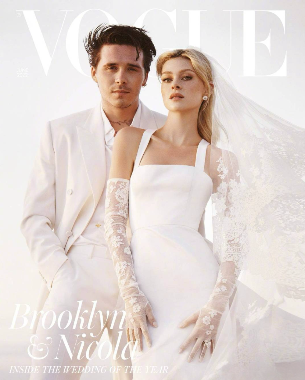 布鲁克林与现任富家女妻子妮可拉·佩尔茨(nicola peltz)大婚写真登上