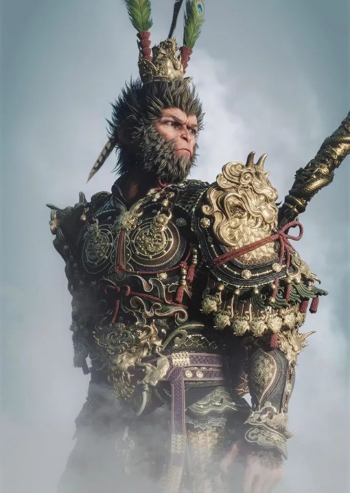 手举金箍棒一根,足踏云鞋皆相称