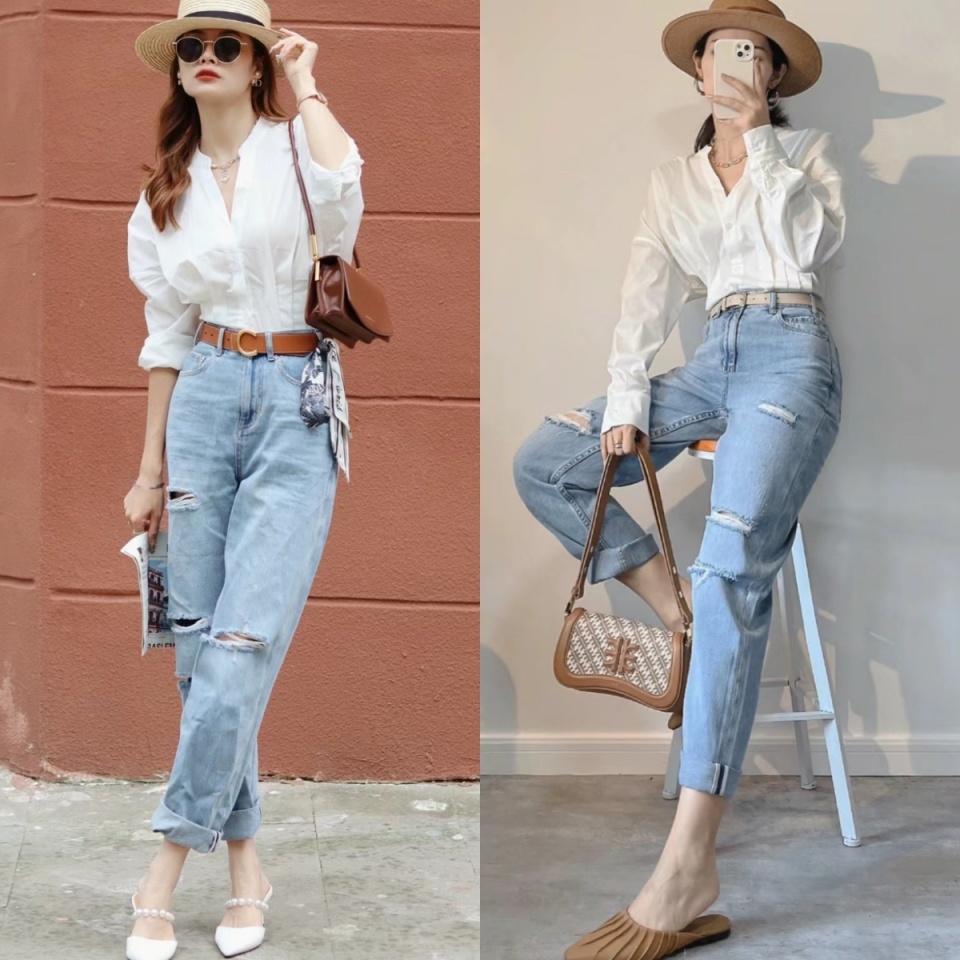夏天不要错过蓝色"牛仔裤",不仅好搭配又显活力,还看着很清爽