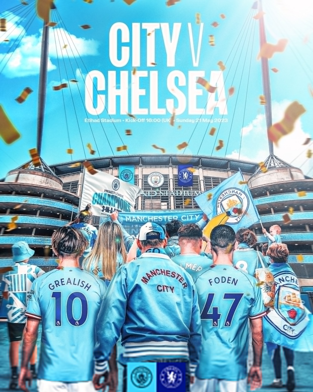 曼城发布本轮联赛海报:英超冠军将对阵切尔西_腾讯新闻