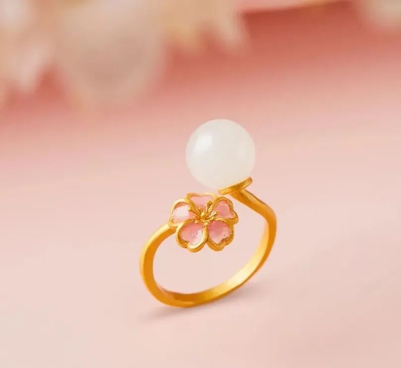 珐琅 和田玉樱花首饰,粉嫩水灵,立体优美,充满灵气_腾讯新闻