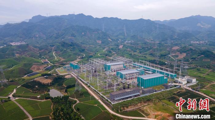 航拍位于浙江省金华市武义县的溪洛渡左岸—浙江金华±800千伏特高压