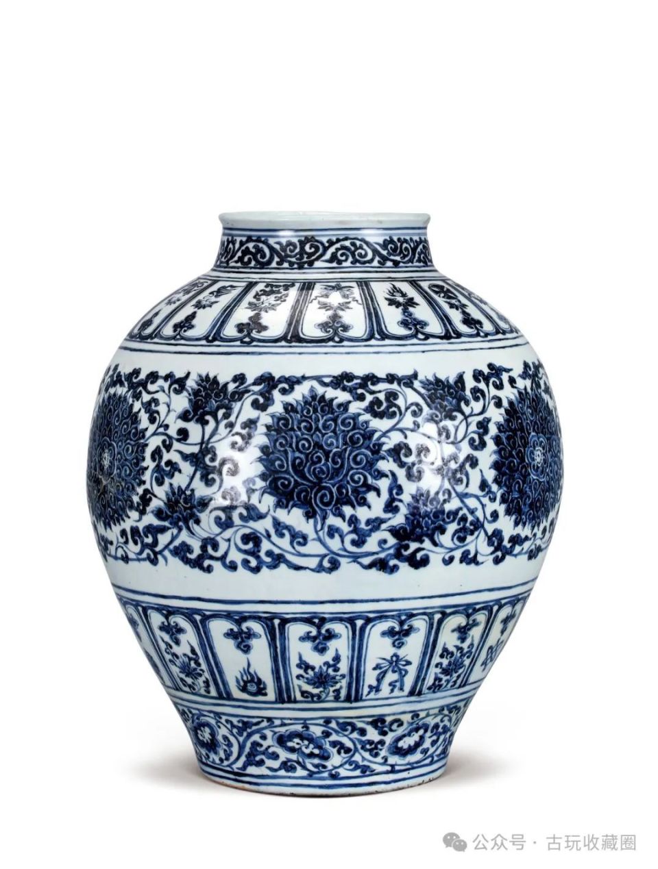 瓷器鉴赏:明洪武 青花缠枝花卉大罐