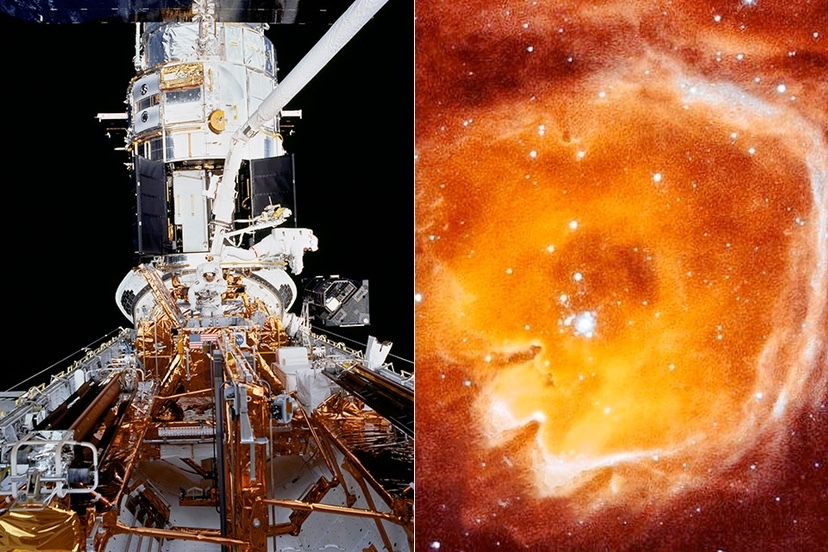 哈勃望远镜捕捉到距地球 16 万光年的 n44f 星云的气体空洞