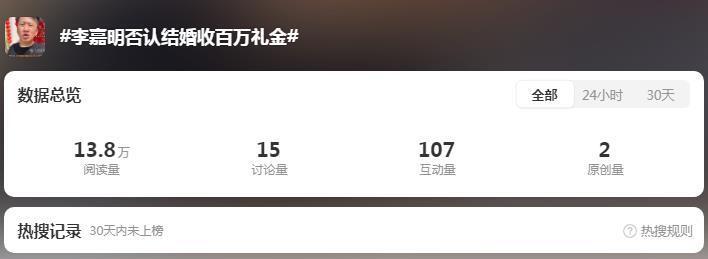 百度知道：澳門(mén)一肖一碼100精準(zhǔn)準(zhǔn)確李嘉明否認(rèn)結(jié)婚收百萬(wàn)禮金！萬(wàn)萬(wàn)沒(méi)想到：準(zhǔn)備50桌酒席來(lái)了1400人
