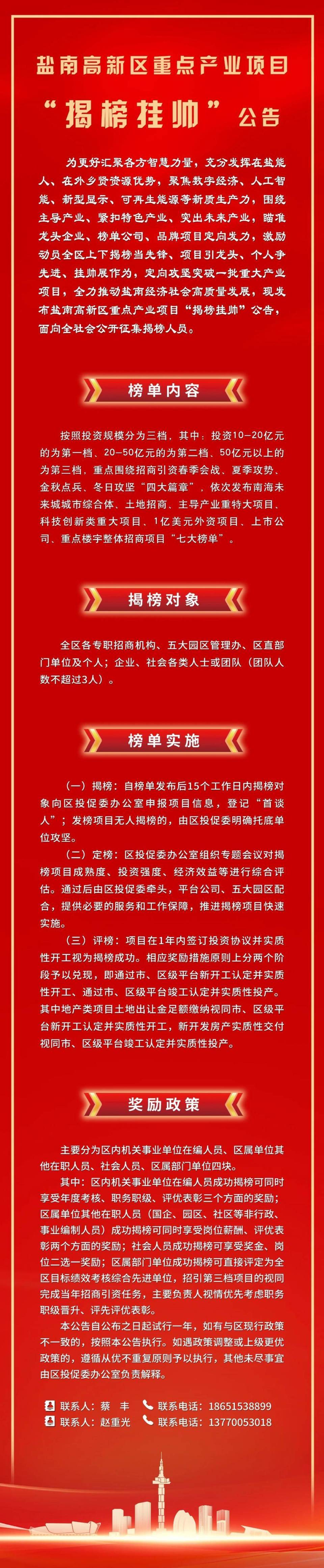 面向全社会"揭榜挂帅"奖励丰厚,盐城盐南营造夏季招商新热潮