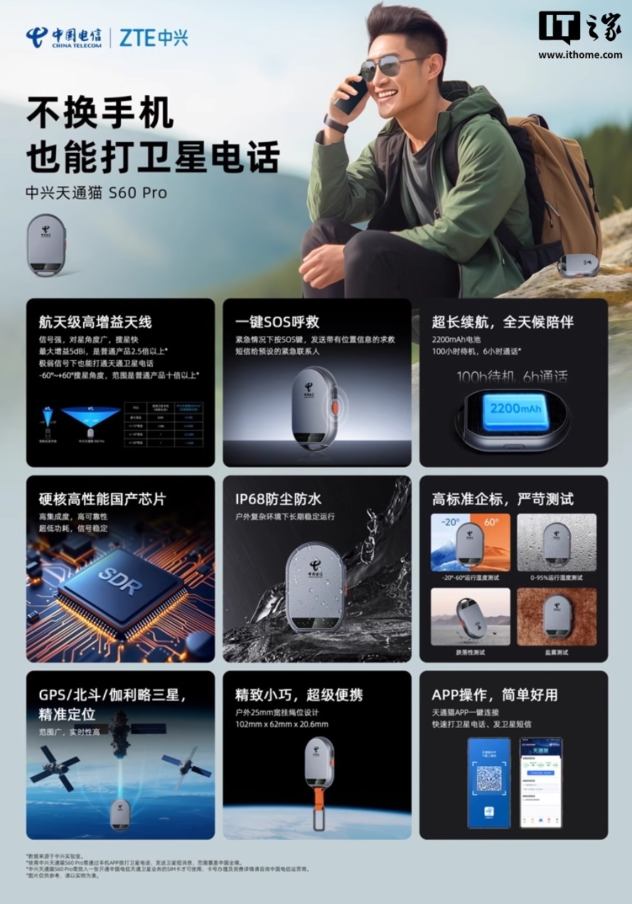 中兴天通猫S60 Pro开售：1249元，让普通手机变身卫星通话终端_腾讯新闻