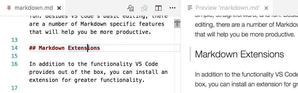 Markdown 预览显示相应的源代码行
