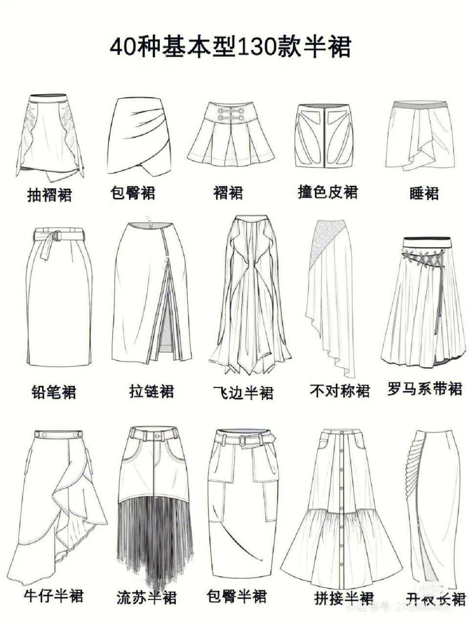 半裙,连衣裙款式图合集 | 130款半裙,136款连衣裙