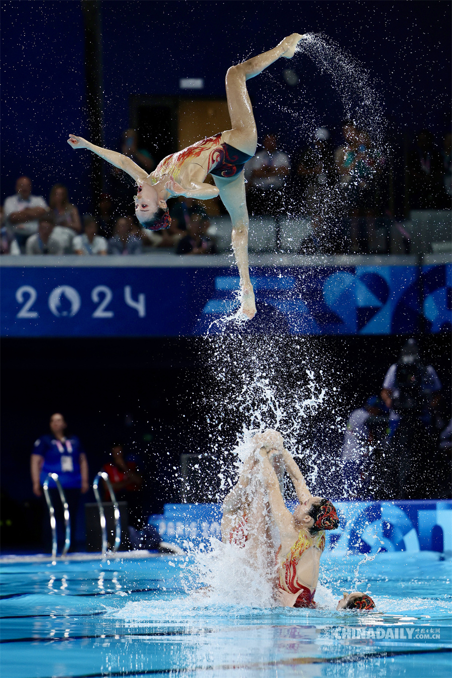 巴黎奥运会花样游泳集体技术自选比赛 中国队获313.5538分排名首位