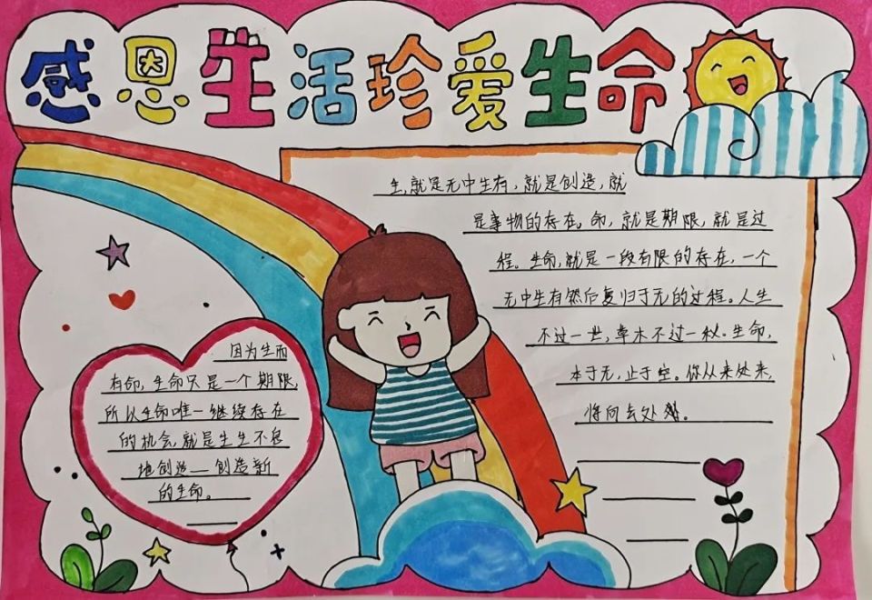 性和创造性进行绘画和手抄报创作,让学生在参与的过程中,全面认识生命